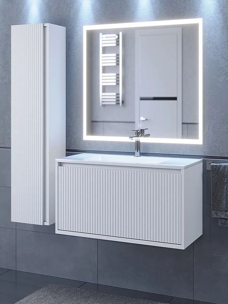 Тумба под раковину для ванной Uperwood Next Premium подвесная, 100 см, белая, 1 ящик