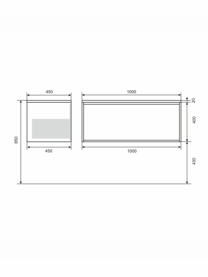 Тумба под раковину для ванной Uperwood Next Premium подвесная, 100 см, белая, 1 ящик