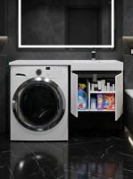 Тумба под стиральную машину подвесная Uperwood Magenta 45х50х55 см, белая/графит, с дверцами