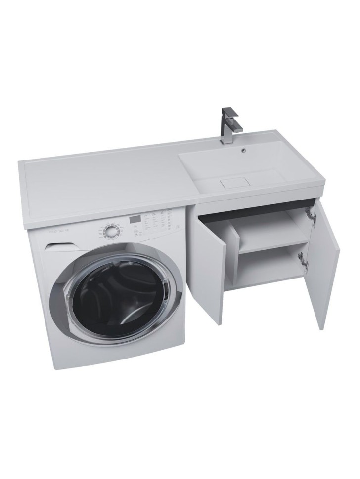 Тумба под стиральную машину подвесная Uperwood Magenta 45х50х55 см, белая/графит, с дверцами