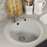 Кухонная мойка из искусственного камня Uperwood ECON UPD-405-001, круглая, белая матовая