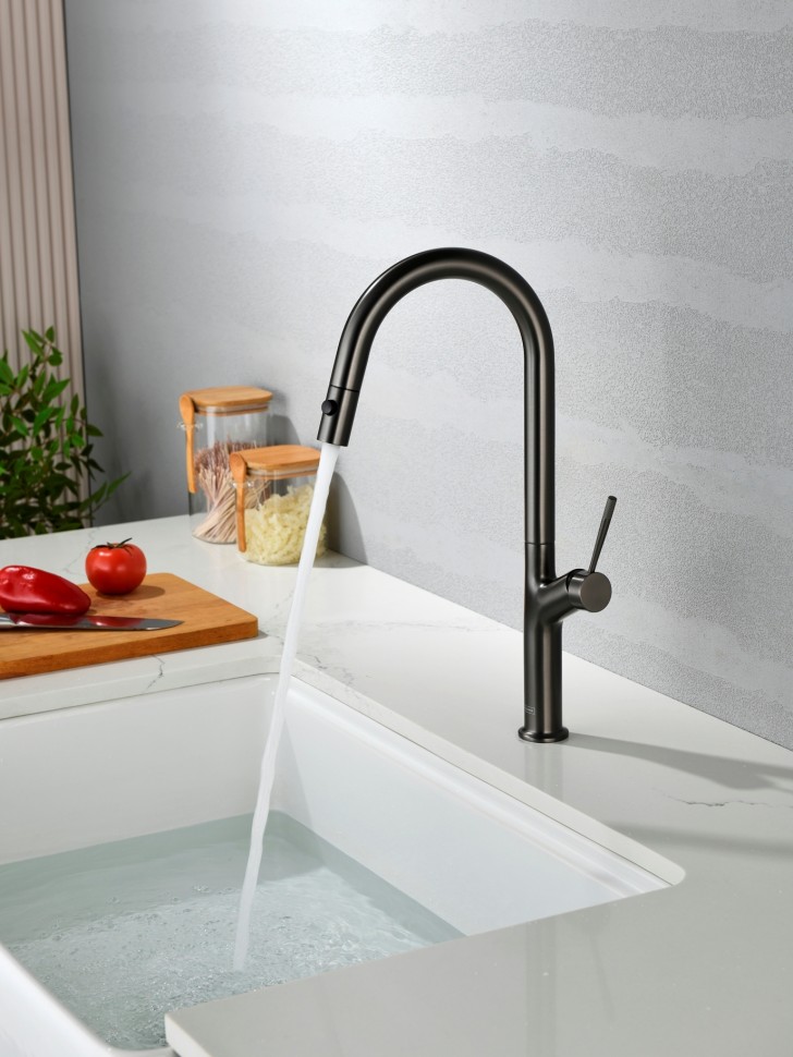 Смеситель для кухни AQUAme Cucina с выдвижным изливом AQM9905GM