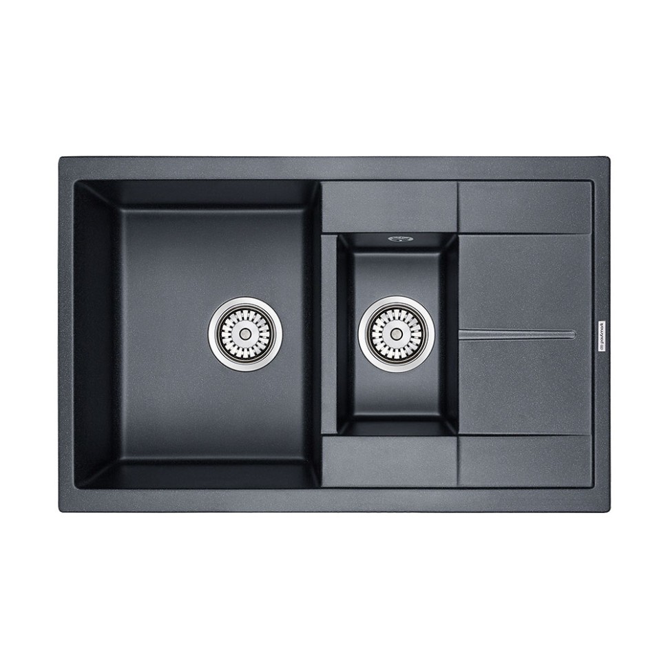 Мойка FLUGEN 60/1,5, IT-GRANIT, PM237850-BLM, черный-металлик, 775х495 мм, Paulmark