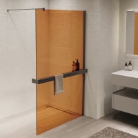 Душевая перегородка Walk-In VSW-1HR100GSGM, 1000*2000, вороненая сталь, стекло янтарь