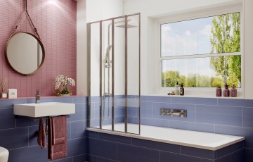 Шторка для ванны Ambassador Bath Screens 16041110R (90х140) хром,стекло прозрачное,складная,1 место