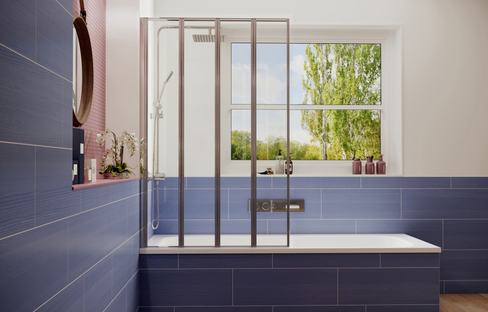 Шторка для ванны Ambassador Bath Screens 16041110R (90х140) хром,стекло прозрачное,складная,1 место