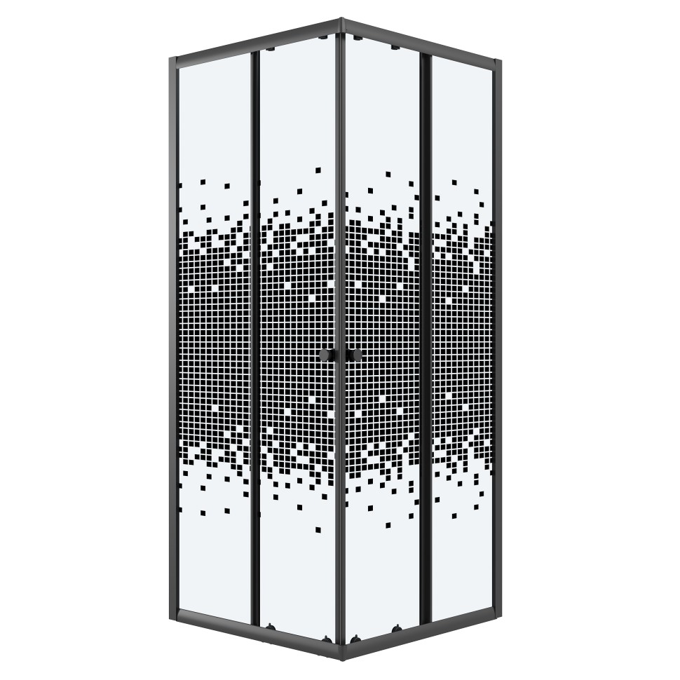 Душевое ограждение Niagara Eco NG-1009-14QBLACK (90х90х190) квадрат,раздвижное,черный,стекло мозаика,1 место