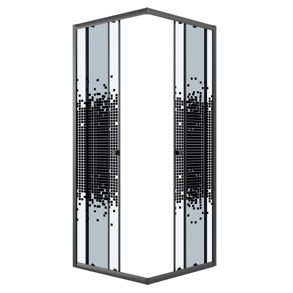 Душевое ограждение Niagara Eco NG-1009-14QBLACK (90х90х190) квадрат,раздвижное,черный,стекло мозаика,1 место