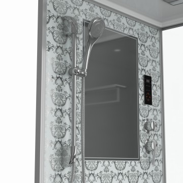Душевая кабина Niagara Luxe NG-7714W (100x90х215) низкий поддон(15см),дверь распашная,стенки серебро,5 мест