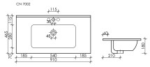 Умывальник накладной прямоугольный (цвет Черный Матовый) Element 910x465x180мм