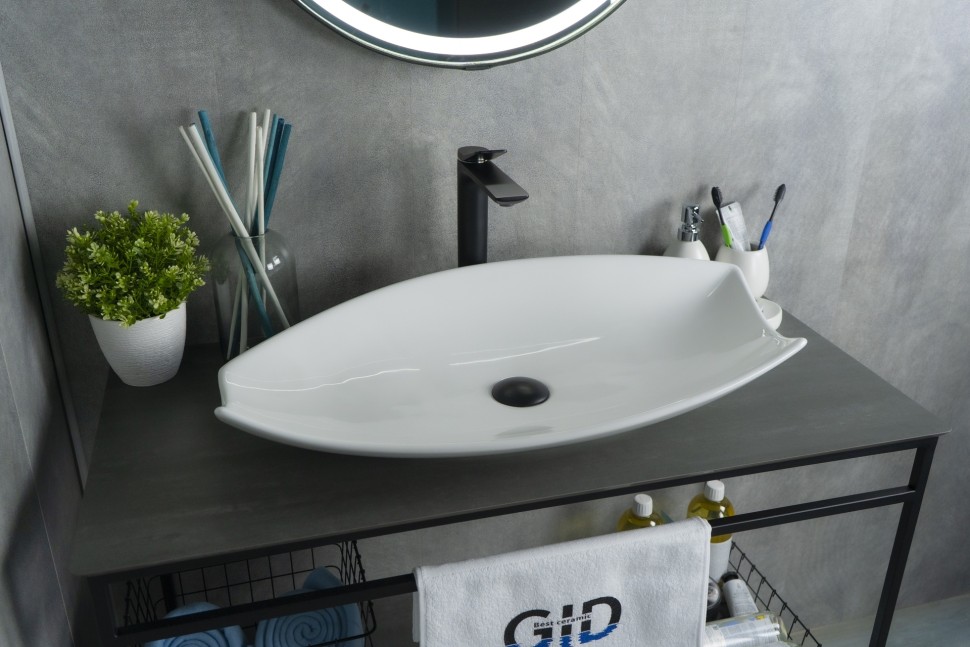 Раковина Gid N9178 51171 накладная белая 74x38x13