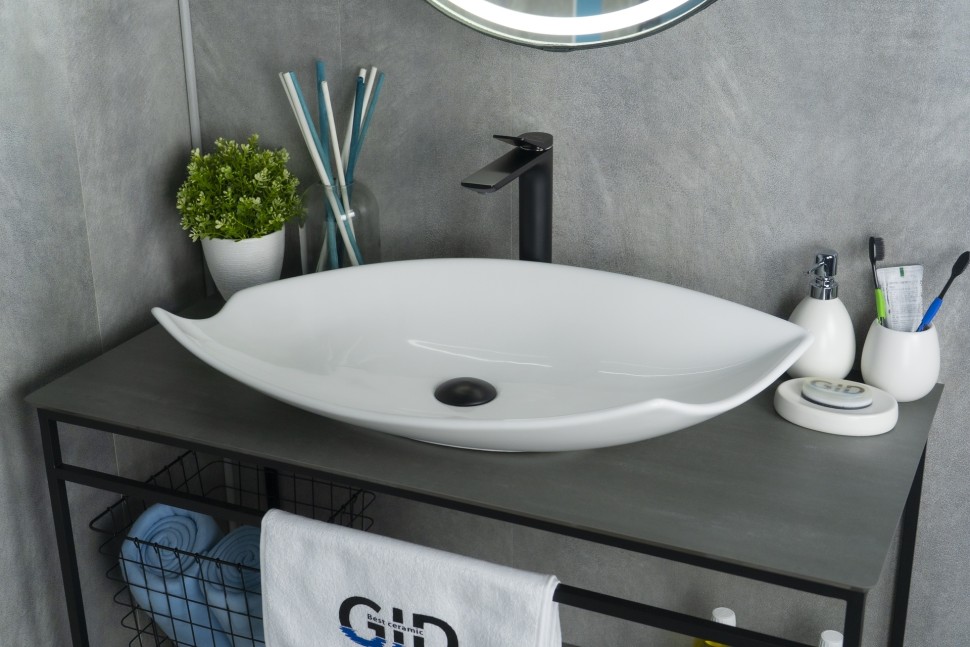 Раковина Gid N9178 51171 накладная белая 74x38x13