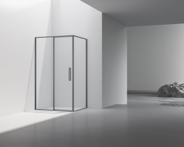 Душевой уголок Слим 8мм (Slim 8mm) VSR-4SLP9012CLGM, 1200*900, вороненая сталь, стекло прозрачное