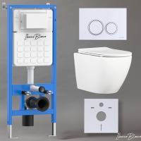 Комплект 3в1 IBERICA BLANCA инсталляция SILENCIO, унитаз BILBAO ALTO белый, кнопка смыва ESTI-O белый глянцевый (IB001.BLA.231.821)