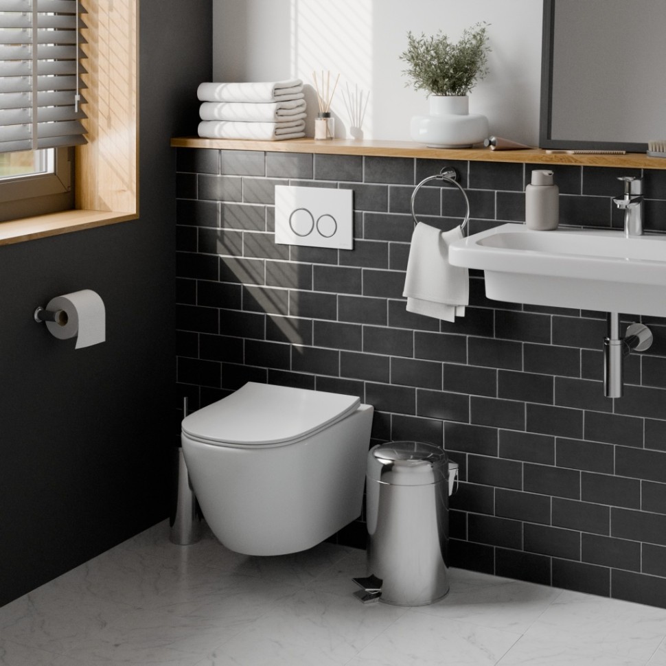 Комплект 3в1 IBERICA BLANCA инсталляция SILENCIO, унитаз BILBAO ALTO белый, кнопка смыва ESTI-O белый глянцевый (IB001.BLA.231.821)