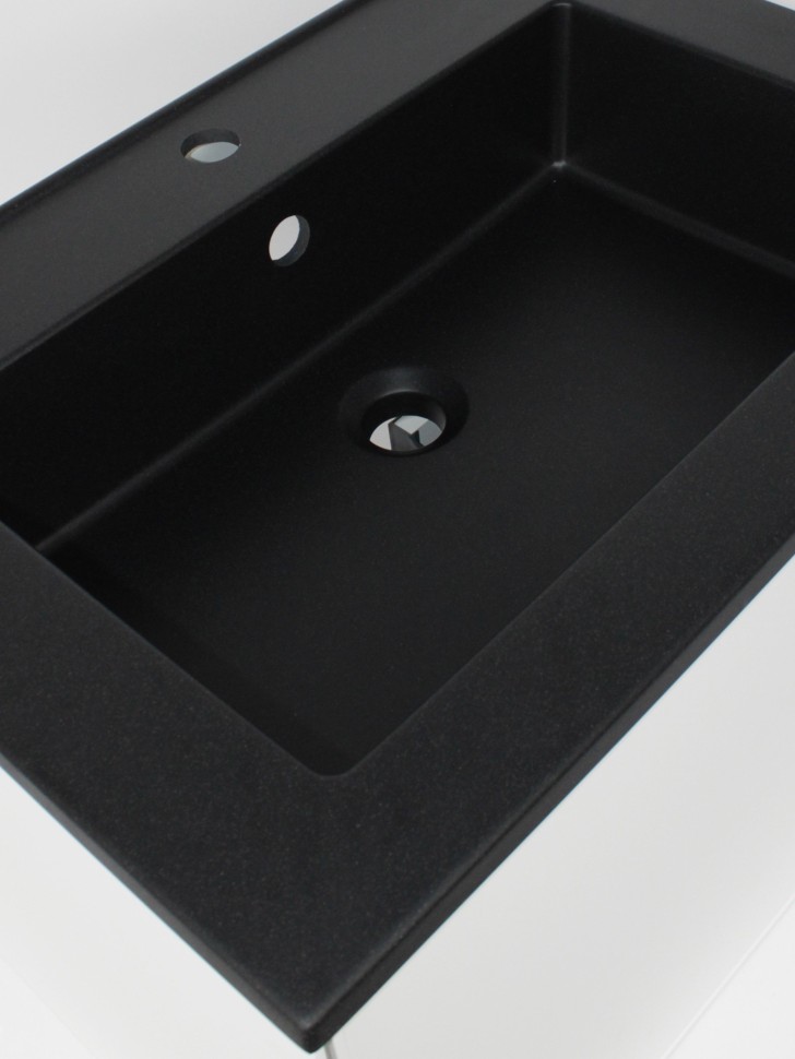 Раковина для ванной 66 см, Uperwood Parma Quartz, черная матовая, уголь
