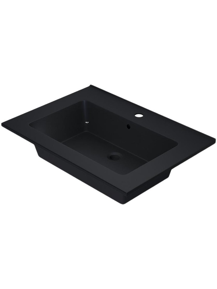 Раковина для ванной 66 см, Uperwood Parma Quartz, черная матовая, уголь