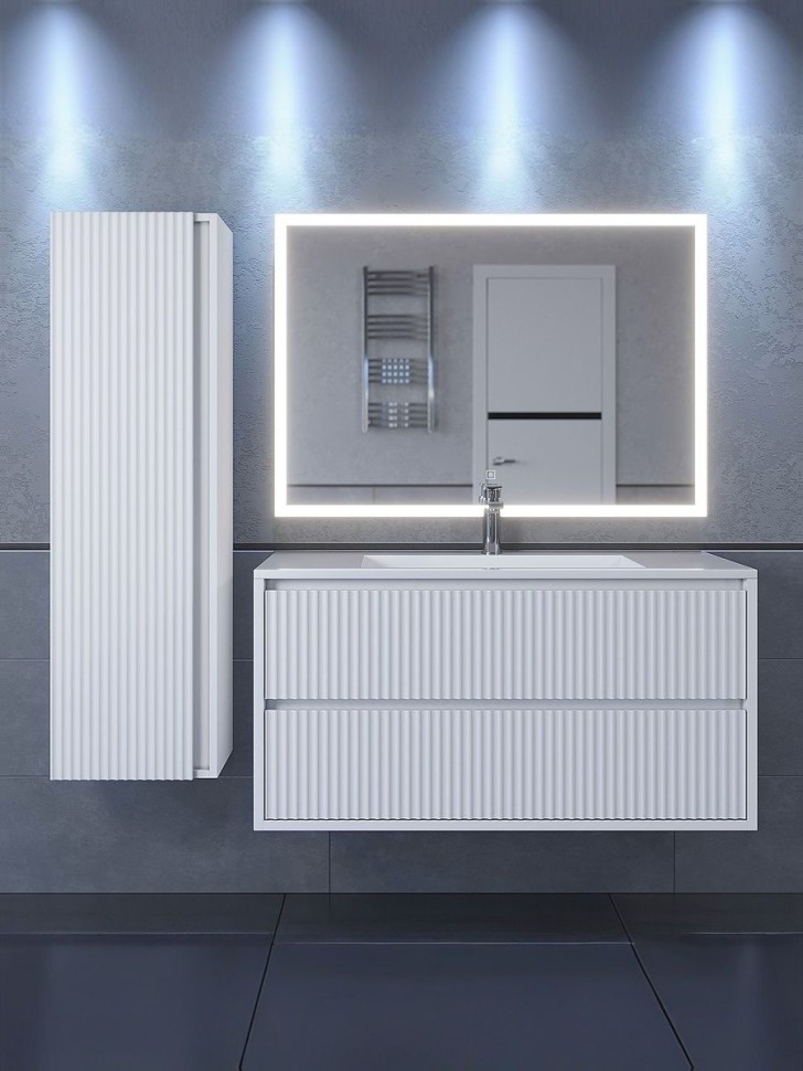 Тумба под раковину для ванной Uperwood Next Premium подвесная, 100 см, белая, 2 ящика
