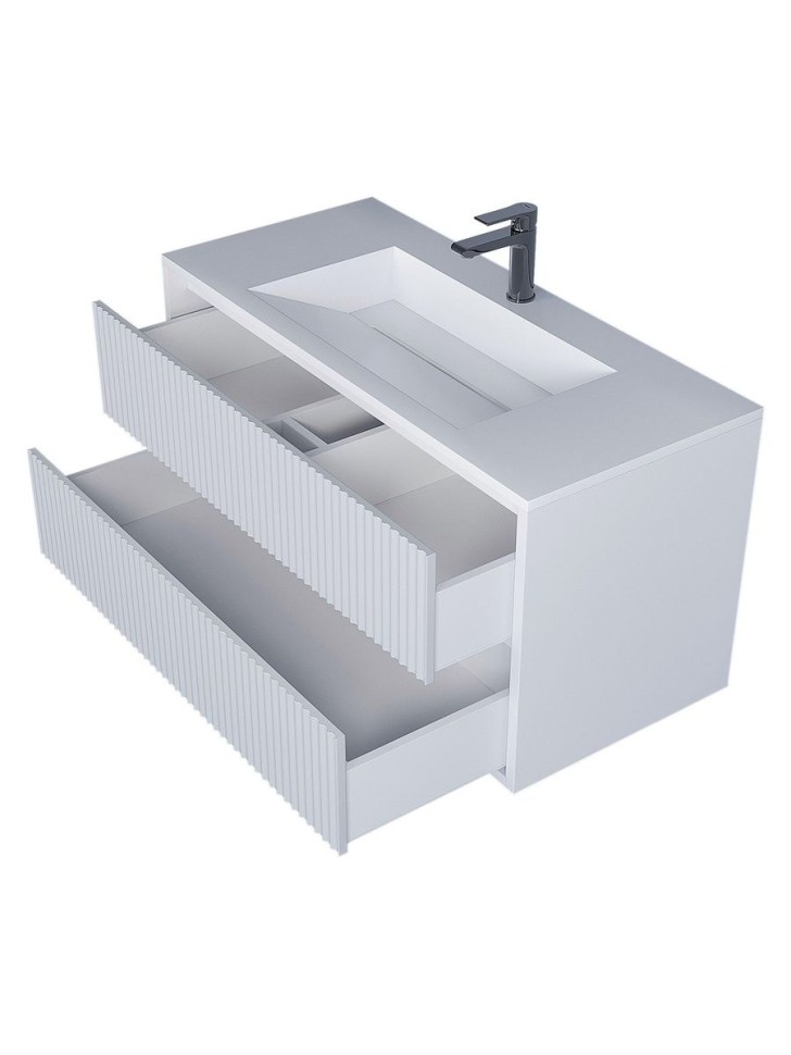 Тумба под раковину для ванной Uperwood Next Premium подвесная, 100 см, белая, 2 ящика