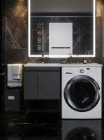 Тумба под стиральную машину подвесная Uperwood Magenta 45х50х55 см, черная, с дверцами