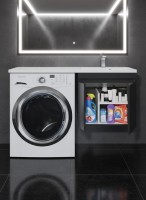 Тумба под стиральную машину подвесная Uperwood Magenta 45х50х55 см, черная, с дверцами