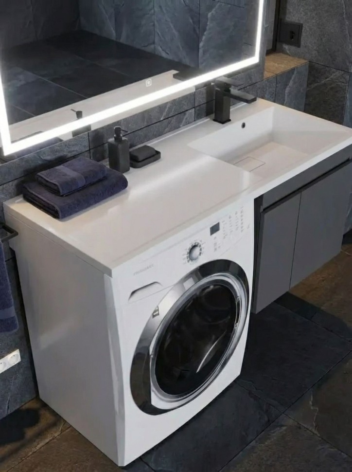 Тумба под стиральную машину подвесная Uperwood Magenta 45х50х55 см, черная, с дверцами