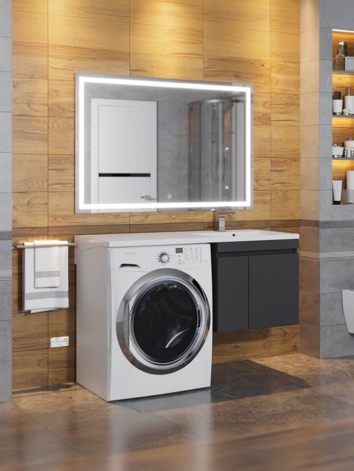 Тумба под стиральную машину подвесная Uperwood Magenta 45х50х55 см, черная, с дверцами