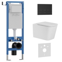 Комплект 3в1 IBERICA BLANCA инсталляция SILENCIO MINI, унитаз TOLEDO ALTO белый, кнопка смыва INOX-S черный матовый (IB.001M.TLA.231.1604)