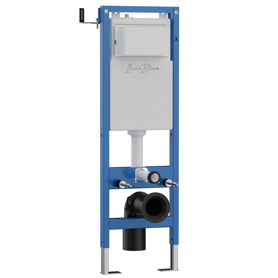 Комплект 3в1 IBERICA BLANCA инсталляция SILENCIO MINI, унитаз TOLEDO ALTO белый, кнопка смыва INOX-S черный матовый (IB.001M.TLA.231.1604)