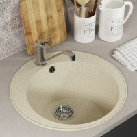 Кухонная мойка из искусственного камня Uperwood ECON UPD-405-002, круглая, бежевая матовая