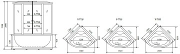 Timo Lux T-7735 Clean Glass душевая кабина 135*135*230, турецкая баня хамам