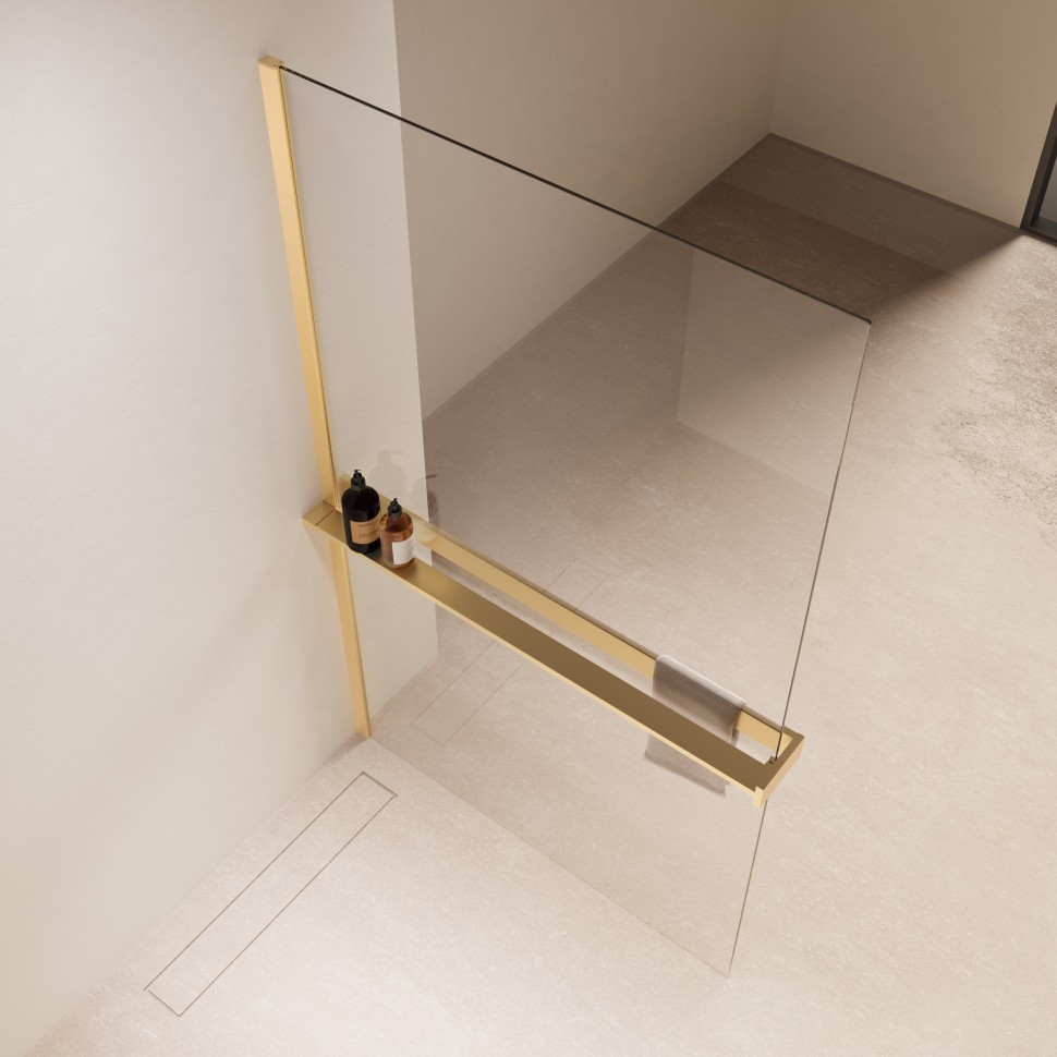 Душевая перегородка Walk-In VSW-1HR100CLG, 1000*2000, матовый золотой, стекло прозрачное