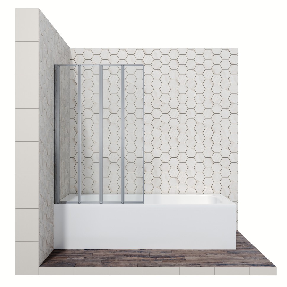 Шторка для ванны Ambassador Bath Screens 16041111L (100х140) хром,стекло прозрачное,складная,1 место