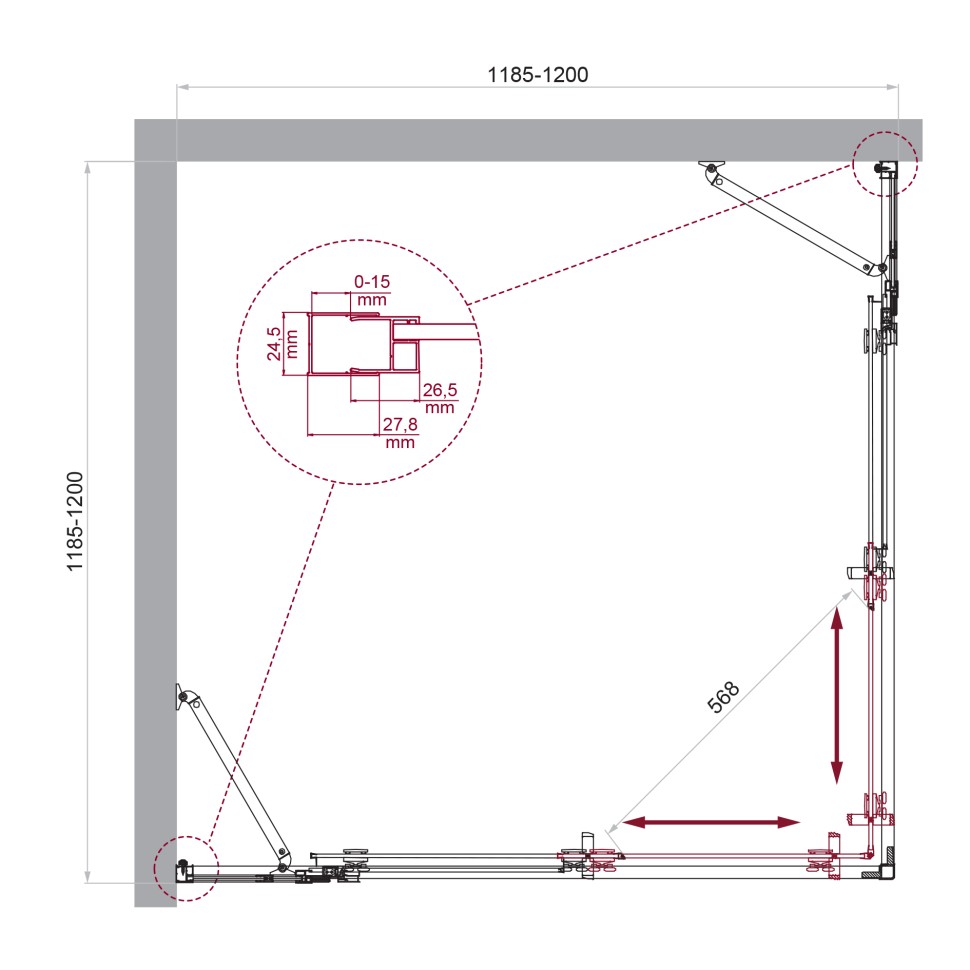 Душевой уголок BelBagno LUCE-A-22-100+20-C-Cr