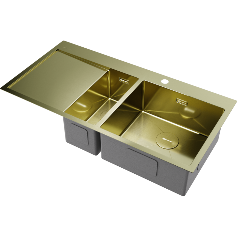 Кухонная мойка Omoikiri Akisame 100-2-R-LG нерж. сталь/светлое золото