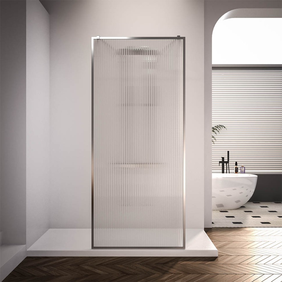 Душевая перегородка Veconi Korato KR-90F, 1100x2000, хром, стекло рифленое осветлённое