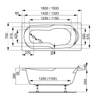 Акриловая ванна VAGNERPLAST NYMFA 150x70