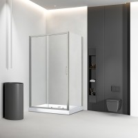 Боковая панель Veconi KP-03BС, 1100х1950 никель брашинг, стекло прозрачное New