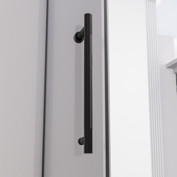 Боковая панель Veconi Premium Alassio SP BB, 900x2000, черный матовый, стекло черное