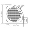 Душевой поддон полукруглый RGW LUX/TN-P (900x900)