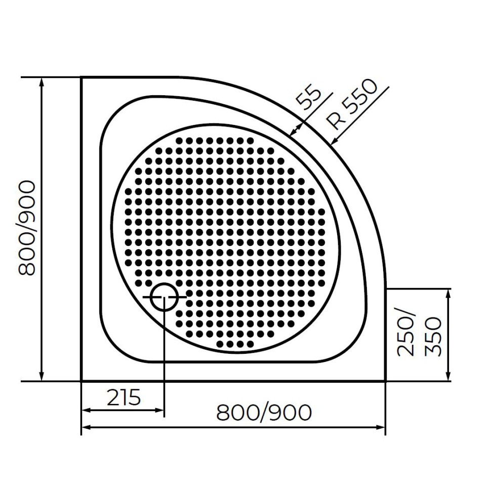 Душевой поддон полукруглый RGW LUX/TN-P (900x900)