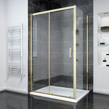 Душевой угол Veconi Rovigo RV-055G, 1500х800х1950, золото брашинг, прозрачное стекло