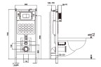 Комплект подвесной унитаз ABBER Rechteck AC1201 белый с инсталляцией AC0105 и кнопкой AC0121MB черный матовый