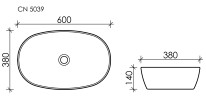 Умывальник чаша накладная овальная Element 600x380x140мм