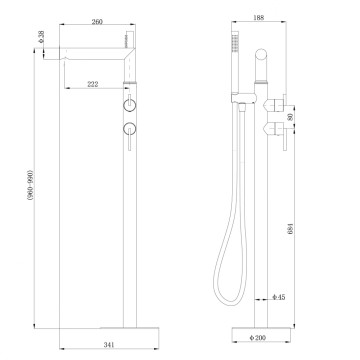 Смеситель ABBER Perfekte 316 AF8A15BG отдельностоящий для ванны, брашированное светлое золото
