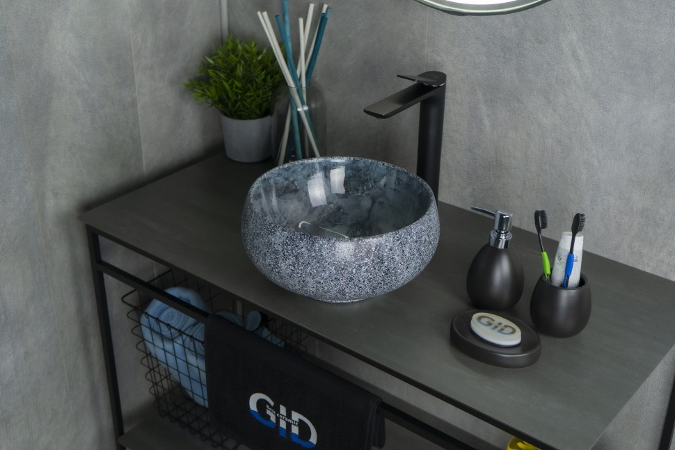 Раковина Gid Mnc481 54433 накладная под камень глянцевая 32x32x15.5