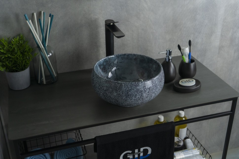 Раковина Gid Mnc481 54433 накладная под камень глянцевая 32x32x15.5