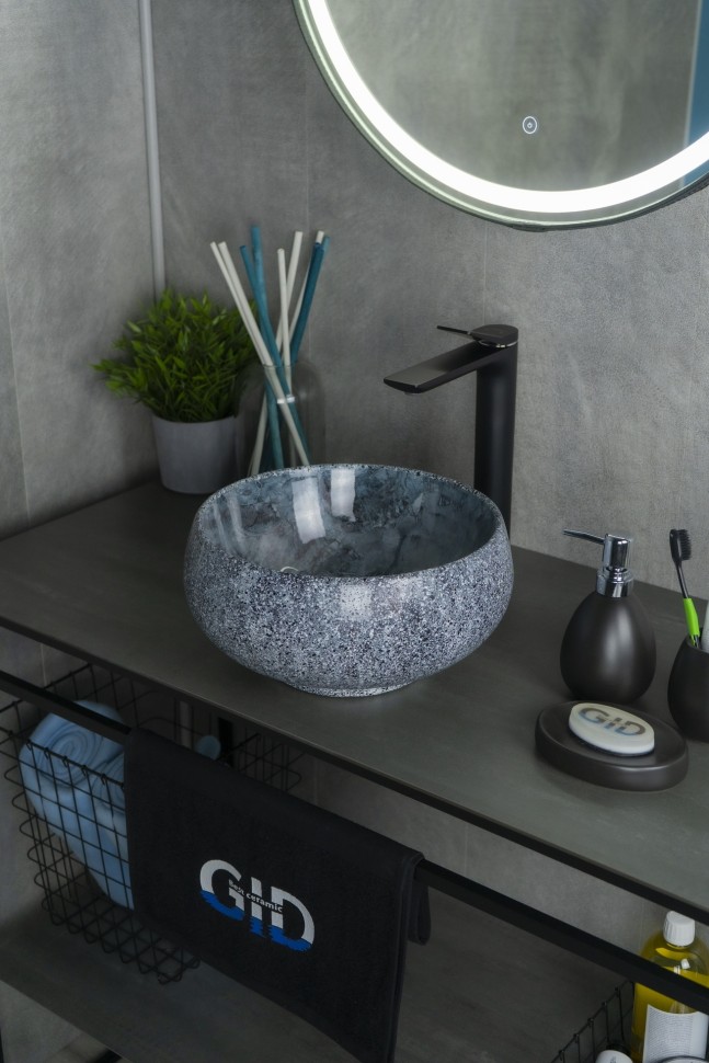 Раковина Gid Mnc481 54433 накладная под камень глянцевая 32x32x15.5