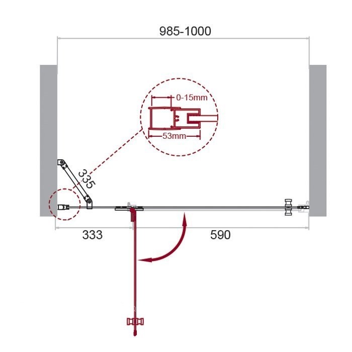 Душевая дверь BelBagno KRAFT-60/40-C-Cr-L