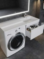 Тумба под стиральную машину подвесная Uperwood Magenta 45х50х55 см, белая, выдвижной ящик